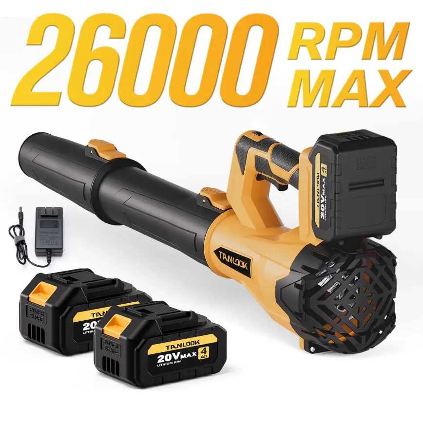 TANLOOK Cordless Leaf Blower, 580 CFM 160 MPH Battery Powered Blower with 2×4Ah Batteries, Handheld Outdoor Tool for Yard and Leaf Cleanup
