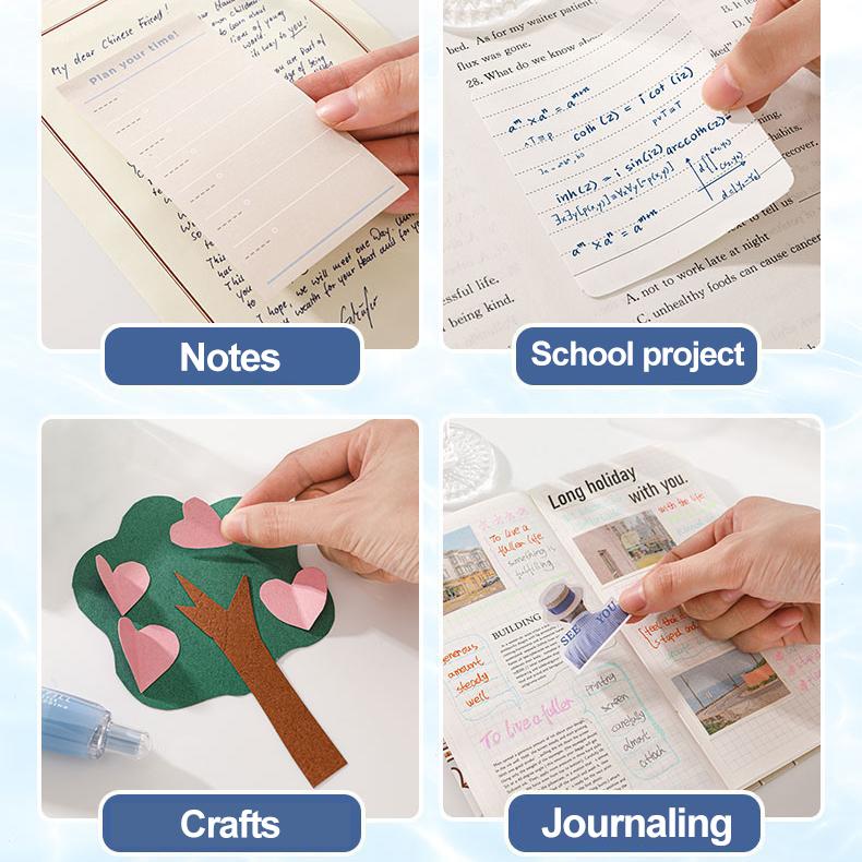 Double-sided tape pen, Greplaceable refills,Glue tape pen, dot-shape glue,4 main bodies + 6 refills, gradient color, perfectfor doing junk journal or school project