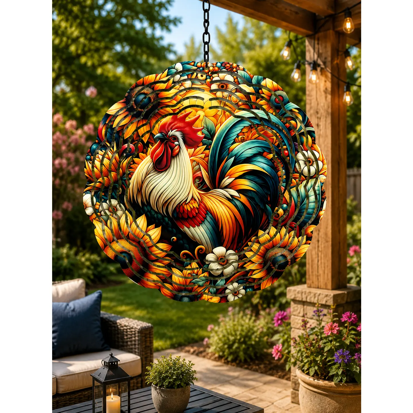 Rooster’s Golden Hour Wind Spinner