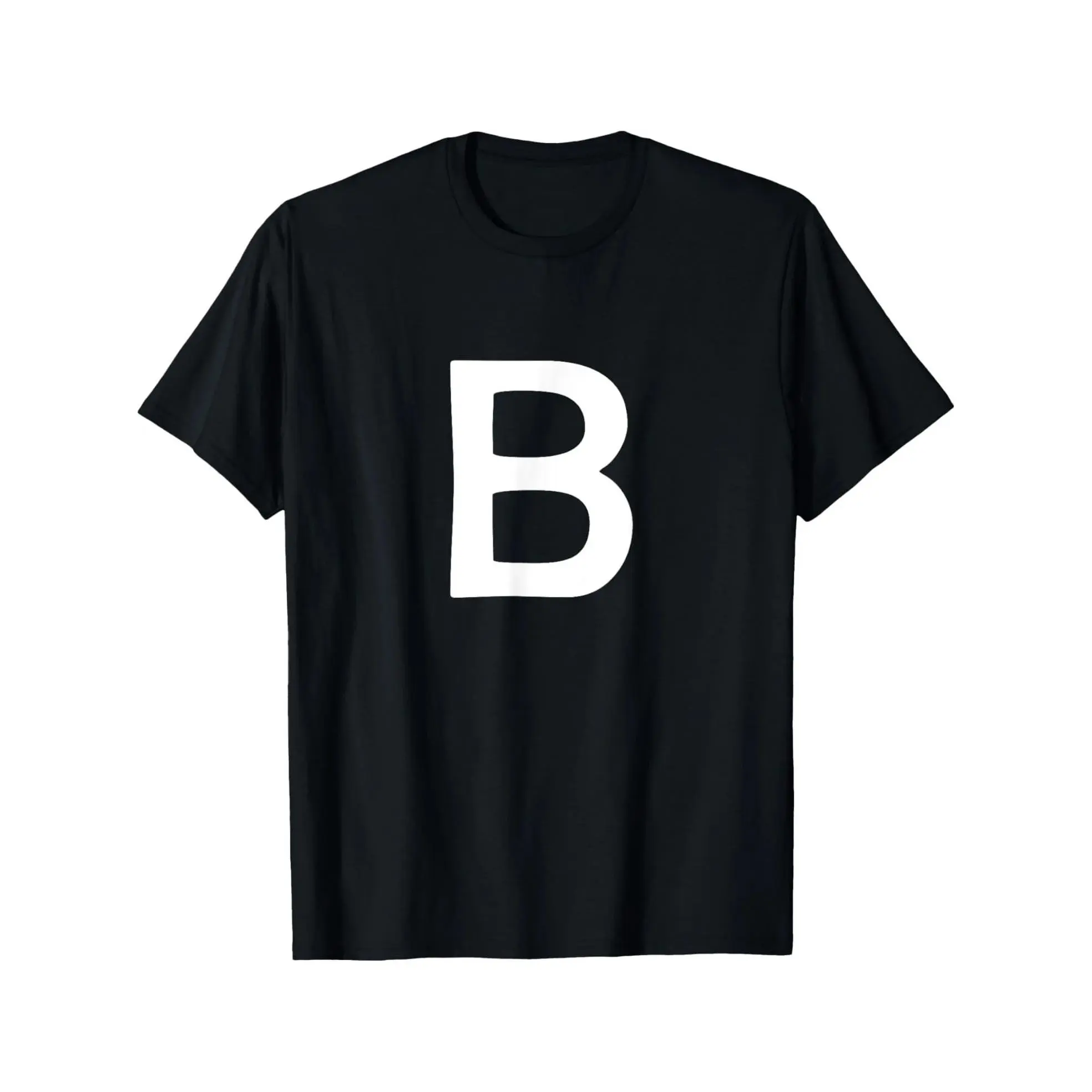 Retro Bold Letter B Initial Monogram Graphic T-Shirt Minimalist Alphabet Tee for Men And Women Casual Black Top