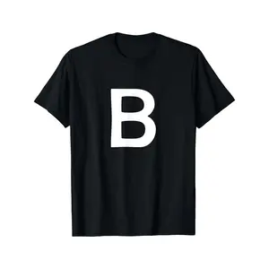 Retro Bold Letter B Initial Monogram Graphic T-Shirt Minimalist Alphabet Tee for Men And Women Casual Black Top