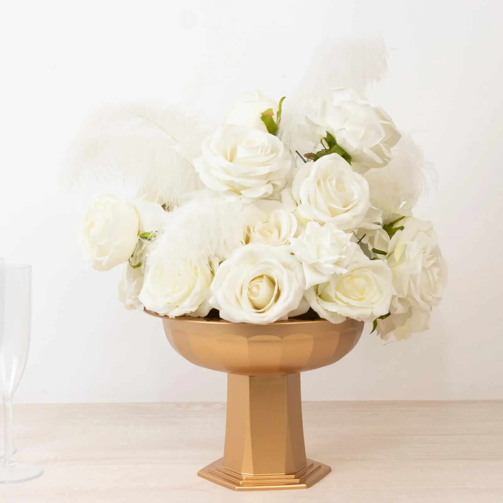 3 Pack Gold Roman Footed Compote Vases, 10"x7" Plastic Pedestal Flower Bowls for Table Centerpieces & Floral Displays