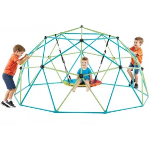 Father's Day Gift VEVOR Climbing Dome, 10FT Geometric Dome Climber with Saucer Swing, 1000LBS Loading Kid's Jungle Gym Playground, Easy-Assembly Outdoor Backyard Climbing Equipment for Boys Girls 3 to 10 Years Old