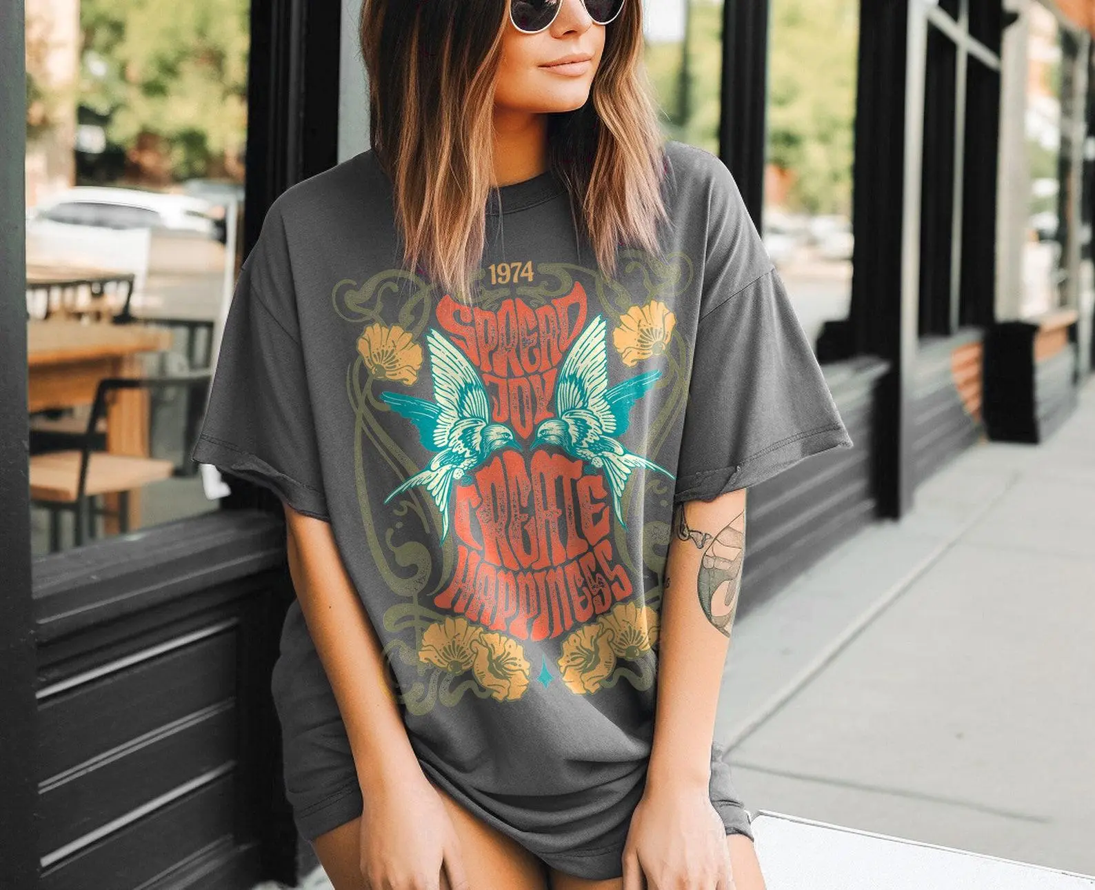 Spread Joy Create Happiness Tee, Be Kind Tee, Comfort Colors Tee, Kindness T-shirt, Vintage Inspired unisex Tee, Comfort Colors T-shirt