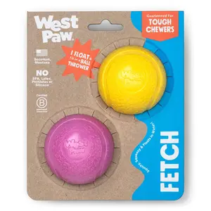 West Paw Boundr® 2-Pack Dog Toy Ball for Play, Chew, and Fetch: Dandelion/Hot Pink