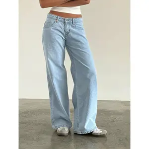 Women's Wide Leg Boyfriend Jeans Straight Leg Denim Pants Low Rise Baggy Jeans Casual Loose Jeans