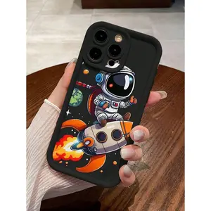1pc Fashionable Astronaut Pattern Thick Shockproof Lens Protection Phone Case,  Minimalist And Stylish Design Suitable For IPhone17/IPhone17 Air/IPhone17 Pro/IPhone17 Pro Max/16 Pro Max/15 Pro Max/14 Pro Max/13 Pro Max/12 Pro Max/11 Pro Max