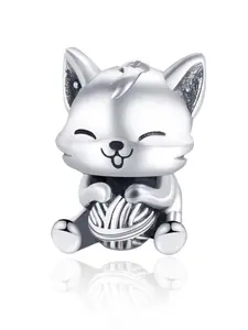 High-Quality Silver-Plated Cat Pendant, DIY Jewelry Making Kit, Unique Minimalist Design, Perfect for Bracelets and Necklaces
