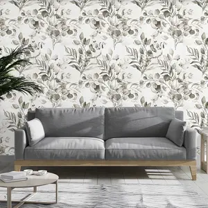 Watercolor Leaf Plant Flower Wallpaper, PVC Adhesive Back, Peel and Stick, Kitchen/living Room/bedroom Decor, Reusable Wall Paper