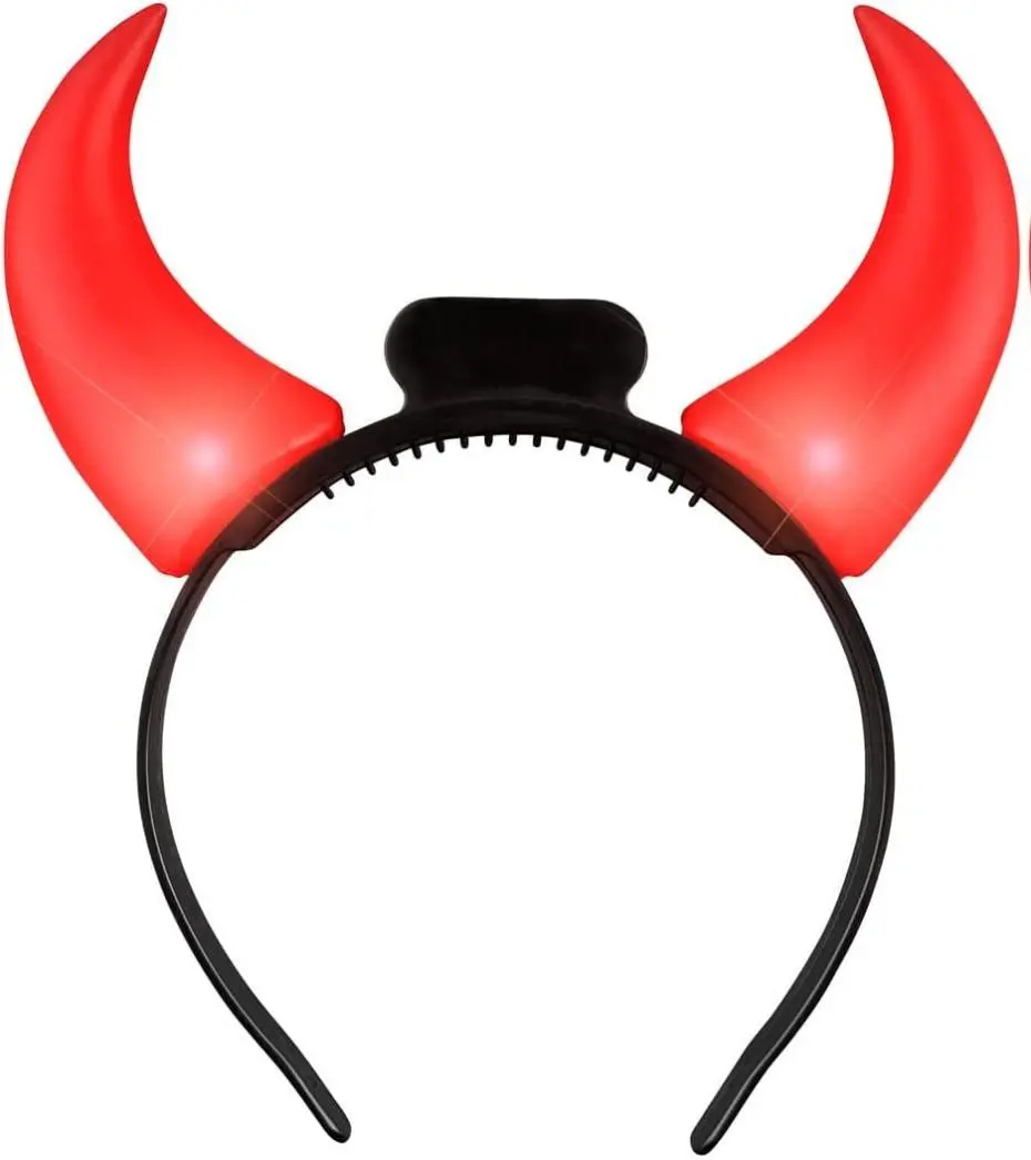 Large Red Devil Horns Light Up Headband Large Red Devil Horns Light Up Headband