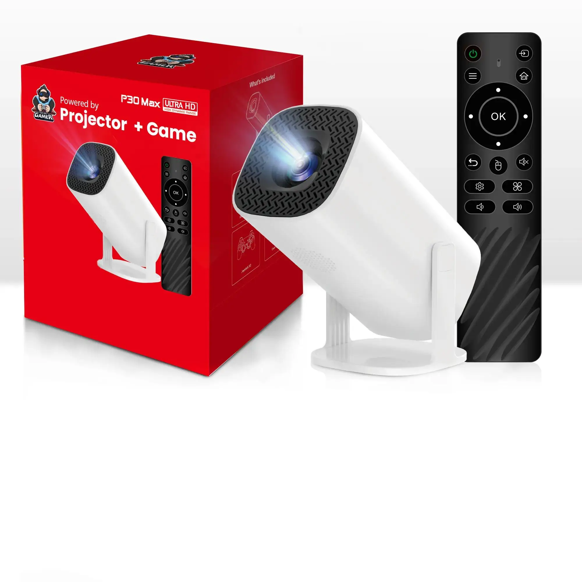 Portable 3D Game Projector, Android 11 WiFi 6 BT5.0 Home Theater Projector, Wireless Mini Projector with Game Function for Living Room, Home Use