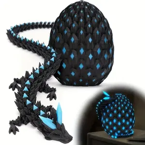 3D Printed Mini Dragon Egg Set, Mystical Glow-In-The-Dark Dragon + Eggs, Home Indoor Outdoor Desktop Decoration, Collectible Room Decor, Jointed Statue Gift