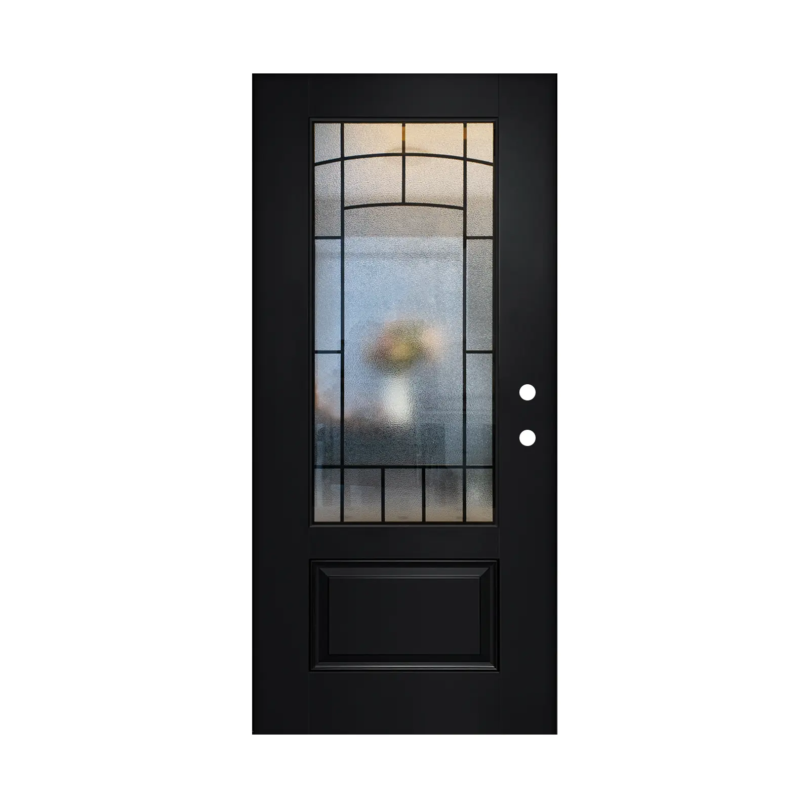 36x80 Fiberglass Entry Door Slab with Cloud-Pattern Glass, Left Hand Inswing, Black, Modern American Design for Garden & Outdoor