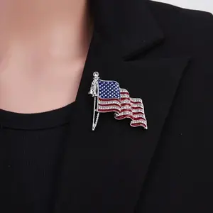 Patriotic Rhinestone American Flag Lapel Pin for Hats, Backpacks, and Clothes
