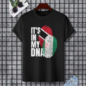 Trinidadian And Nigerian Mix DNA Heritage Flag T-Shirt, 100% Cotton, Single Side Printed, Black Short Sleeve T-shirt, Gift for Family Friends, S-XXXL, 1 pc, Fabric Weight 180g