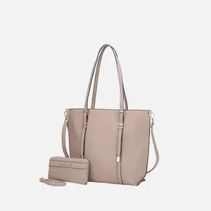 MKF Collection Emery Vegan Leather Women’s Tote Bag with Wallet by Mia K  - Taupe