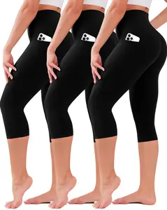 Women's 3-Pack High-Waisted Leggings with Pockets, Tummy Control, Soft Fabric for Lady Yoga summervibes