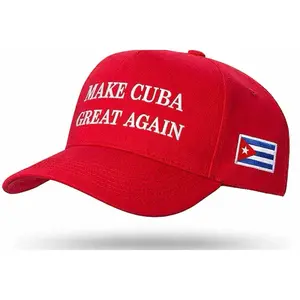 Make Cuba Great Again Hat with Cuban Flag Patch Red Baseball Cap