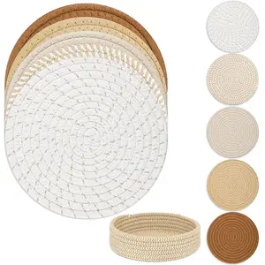 Heat-Resistant Insulated Pads for Hot Dishes, Skillets & Frying Pans, 8 Inch Storage Basket, Kitchen Pot Rack, Counter Protection Set (5 Pieces)