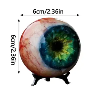 alone time 3D Hyper Realistic Monster Eye Figurine Gothic Cat Pupil Round Eyeball Statue With Stand Spooky Halloween Art Ornament Home Desk Room Aesthetic Decoration Gift