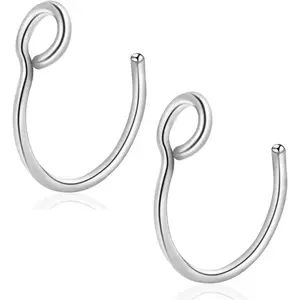 Fake Nose Rings,Fake Nose Ring Hoop Stainless Steel Nose Hoop for Faux Lip Septum Nose Ring Set, Fake Piercing Jewelry for Halloween, Parties | Unisex Body Jewelry