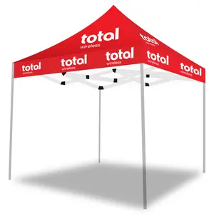 10×10 Ft Total Wireless Pop-Up Advertising Tent - Outdoor Event Canopy (No Back or Side Walls)