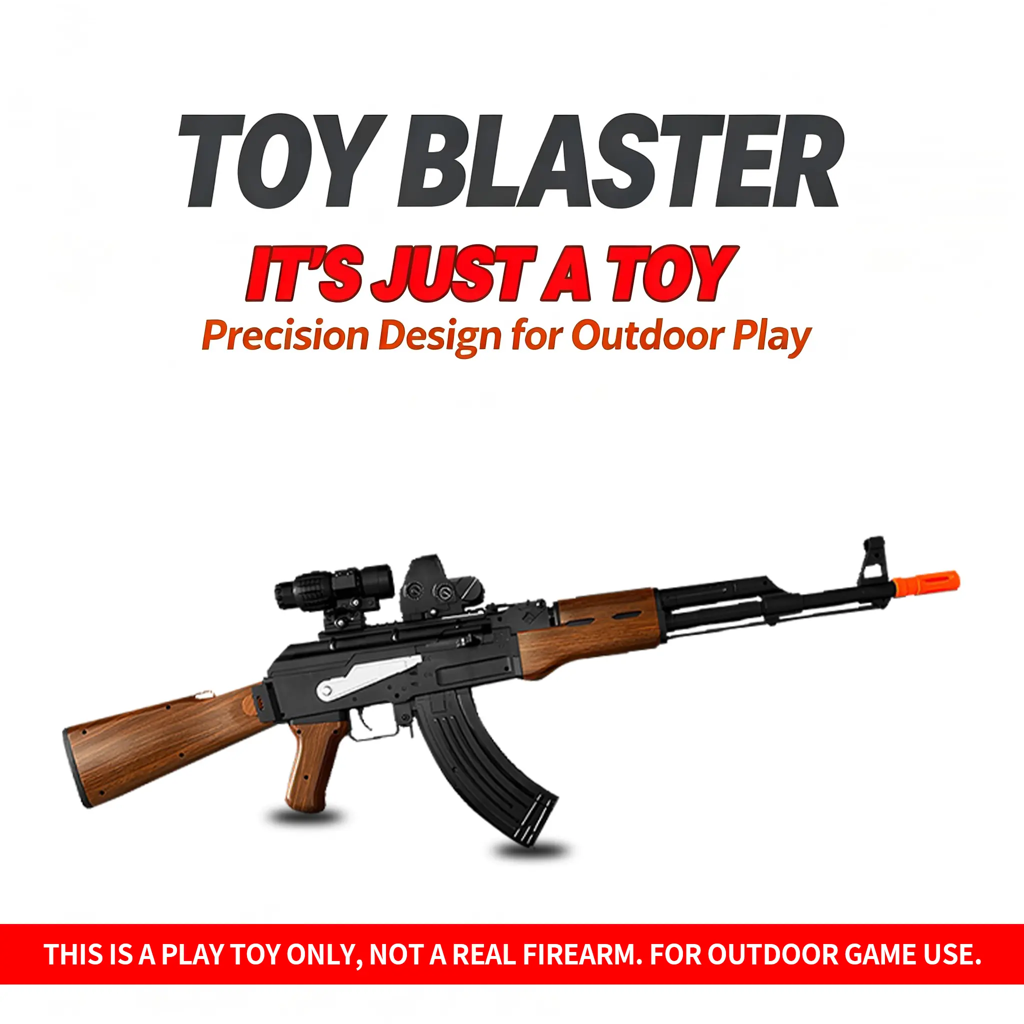 Splatter Ball Electric Toy Blaster with Single & Continuous Firing, Matched 7.4V Battery & Removable Magazine, Safe Orange Tip Backyard Shooting Game Gift for Teens Age 14+