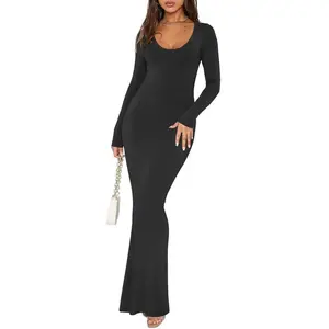 REORIA Ribbed Bodycon Maxi Dress