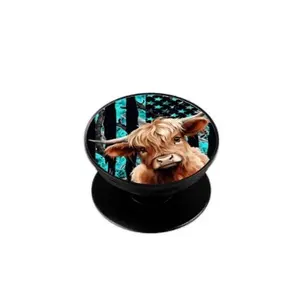 Highland Cow Flag Phone Grip Accessories  Foldable Cute Patriotic Girl Gift Friend gifts Holder Mount Stand