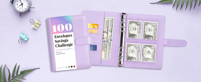 Deal365 100 Days-Envelope Challenge Binder Budget Savings Challenge Saving Money Book