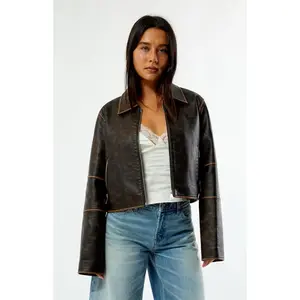Pacsun Women's Faux Leather Cropped Biker Jacket
