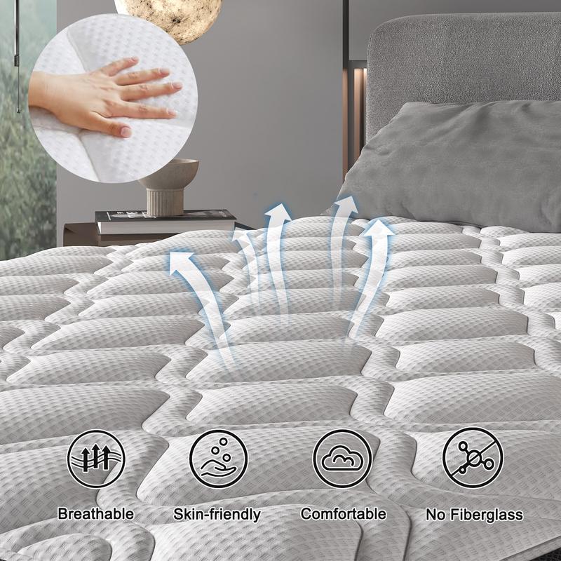 12/14 Inch Memory Foam Mattress Hybrid Pocket Spring Twin Full Queen King Mattress In A Box -Euro Top Mattresses Medium Firm For Motion Isolation, Edge Support, 100 Night Trial
