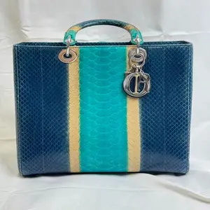 Pre-owned Dior leather Tote Bags Christian Large Python Lady Bag