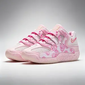 Nike KD 18 'Aunt Pearl' HV1997 600 - Pink Rose Design, Low Top, Lightweight, Comfortable, Ideal for Daily Wear