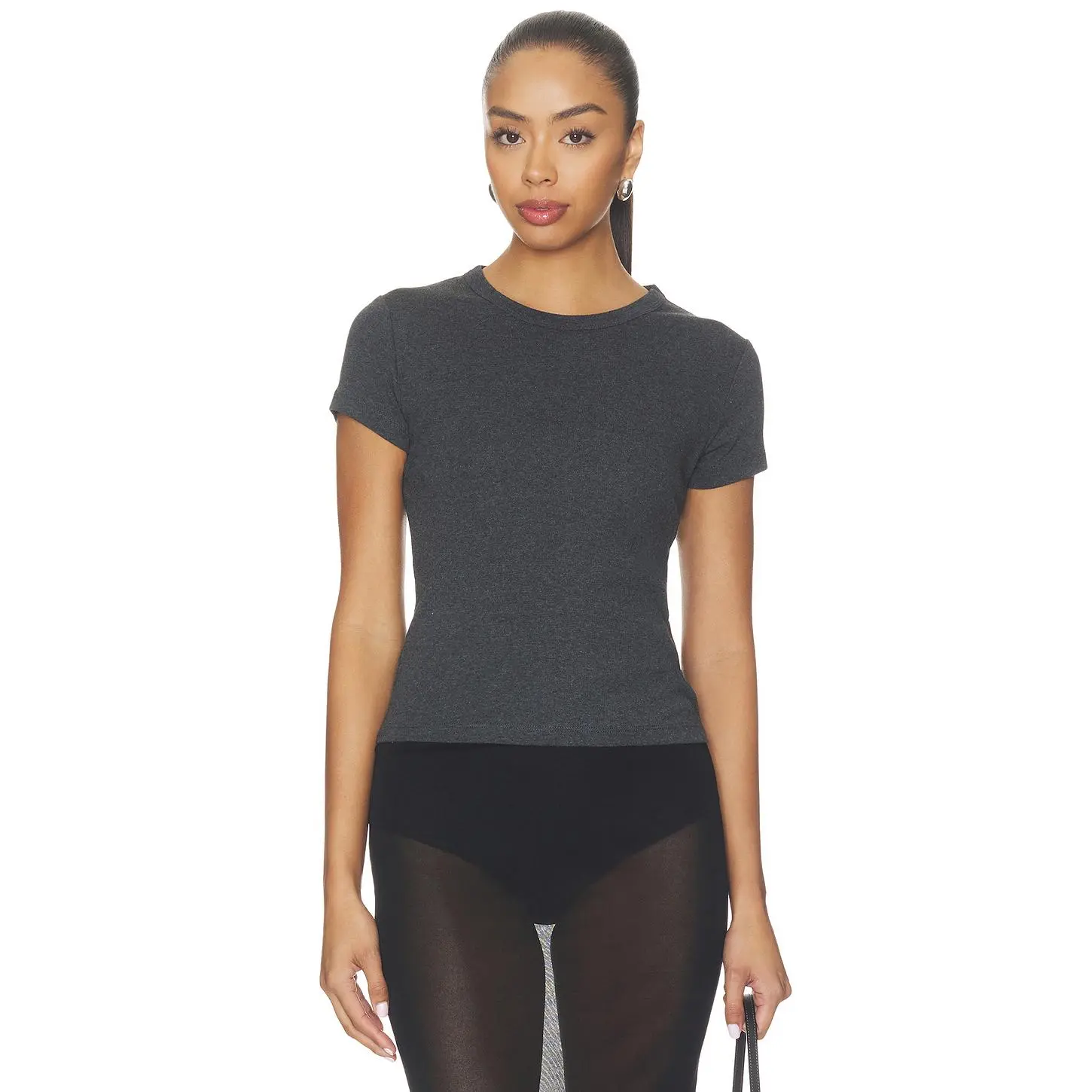 St. Agni Organic Cotton Baby Tee in Charcoal Melange