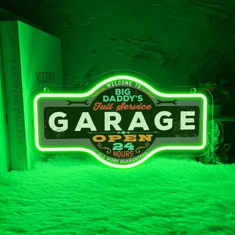 Vintage Letter Design LED Neon Sign, USB-Powered Wall Art Neon Sign, Decorative Neon Light, Led Neon Lights, Led Decoration, Novelty Lighting for Man Cave, Garage, Bar, Game Room, Garage Atmosphere Lighting, Perfect Gift for Dad