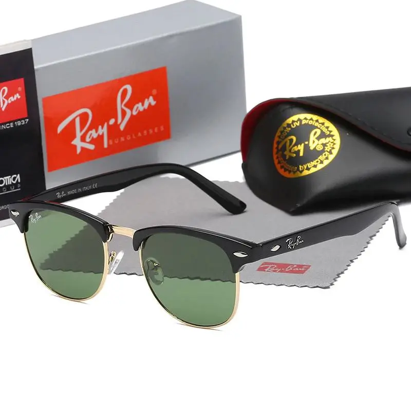 Ray-Ban Classic Clubmaster RB3016 – Black & Gold Browline Sunglasses for Men & Women