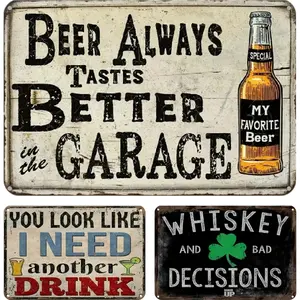 3Pcs Vintage Beer Metal Tin Sign 2D Metal Wall Art Poster Home Decor 30x40cm