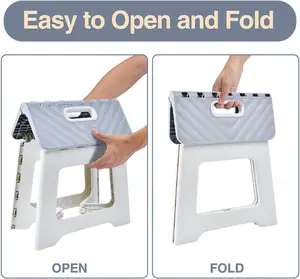 Trending Folding Step Stool for Kids & Family | Collapsible 8 Inch Non Slipping Portable Travel Stool | Gray or Blue Options