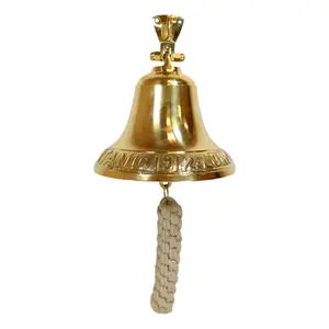 Marine Antiqued Solid Polished Brass RMS Titanic Wall Dinner Bell With Lanyard