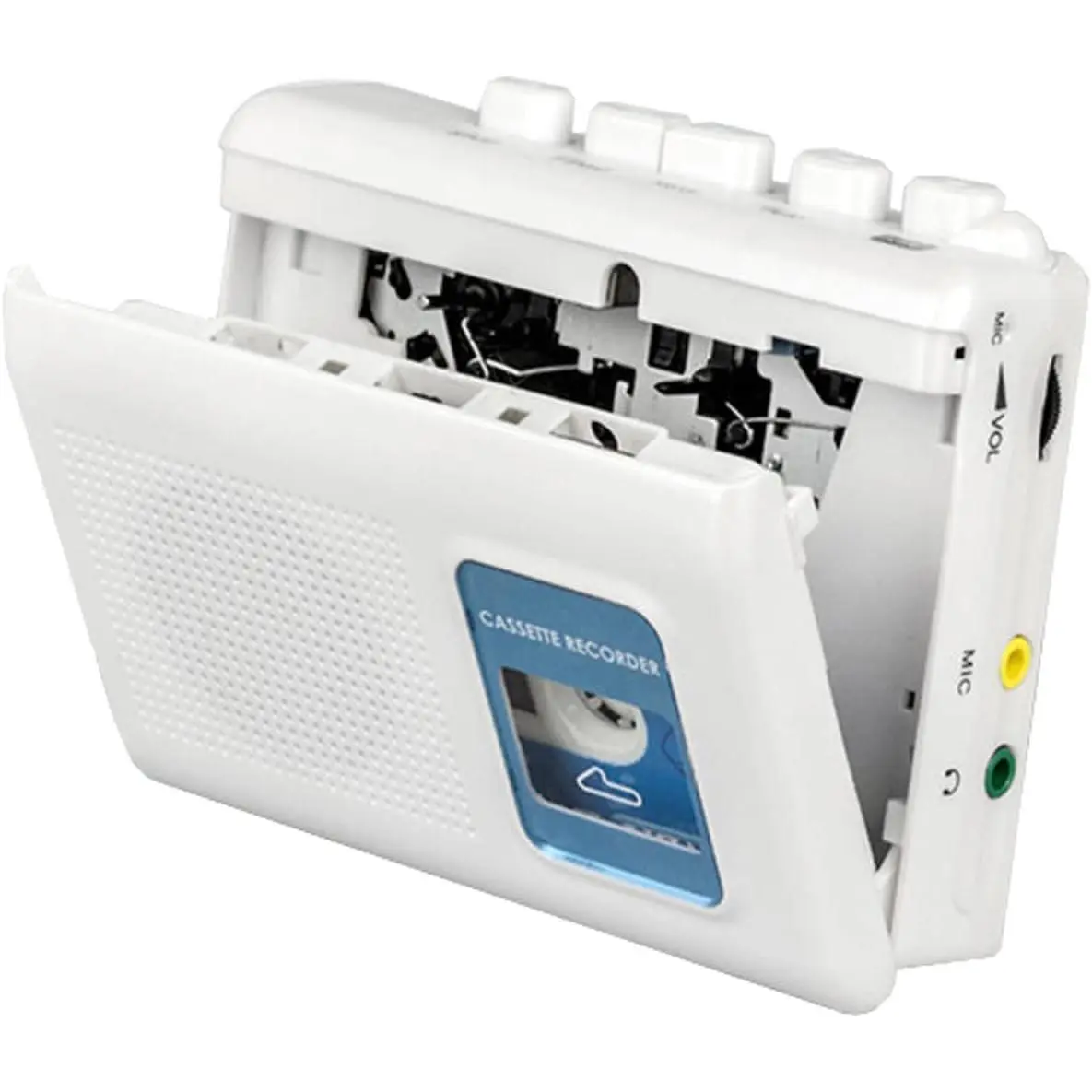 Portable Compact Audio Cassette Player Tape Recorder with Built-in Speaker, Microphone, Headphone Jack, USB, Automatic Function, 4.57x3.54x1.38in