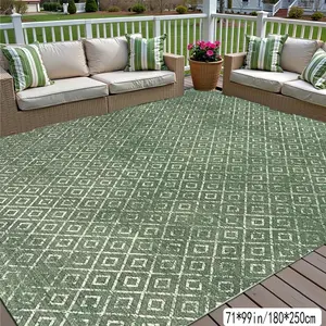 Modern Simple Style Velvet Carpet, Diamond Pattern Anti-Slip Washable Rug, Indoor Outdoor Use for Living Room Bedroom Kitchen