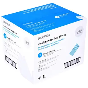 Daxwell Vinyl Gloves Powder Free Large Clear F10001750 (Case of 1000 10 Boxes of 100)