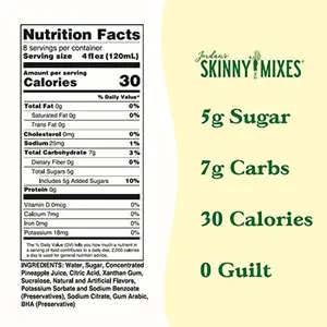 Jordan's Skinny Mixes Pina Colada Mix, Flavored Cocktail Mixer for Drinks, Tropical Drink Flavoring for Cocktails & Mocktails, Low Calorie, Gluten Free, Keto Friendly, 32 Fl Oz, 1 Pack
