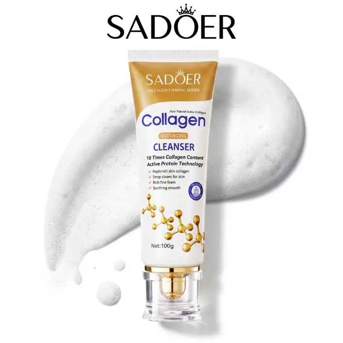 SADOER Bone Collagen & Hyaluronic Acid Facial Cleanser, Anti-Aging & Deep Cleansing Formula for a Supple Complexion, Facial Cleansing, Facial Wash, 100G