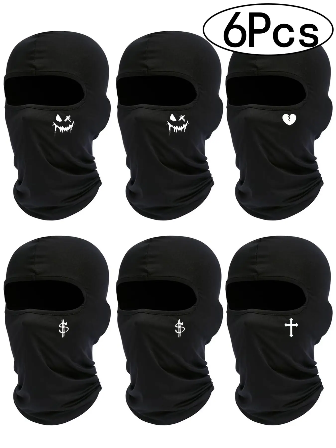 6pcs Unisex Dustproof Cycling Face Mask, Breathable Sun-Protection Windproof Motorcycle Face Mask, All-Season Mask Set for Outdoor Sport