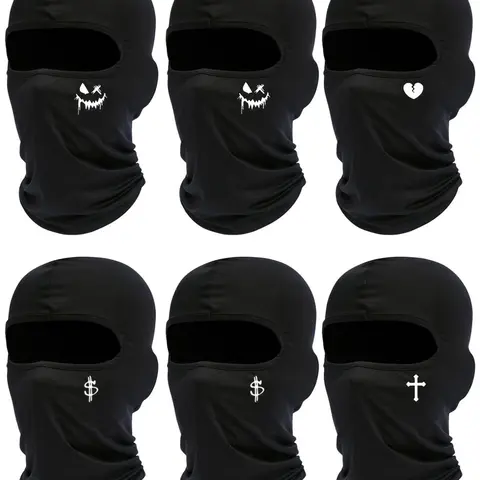 6pcs Unisex Dustproof Cycling Face Covering Mask, Breathable Sun-Protection Windproof Motorcycle Face Mask, All-Season Mask Set for Outdoor Sport