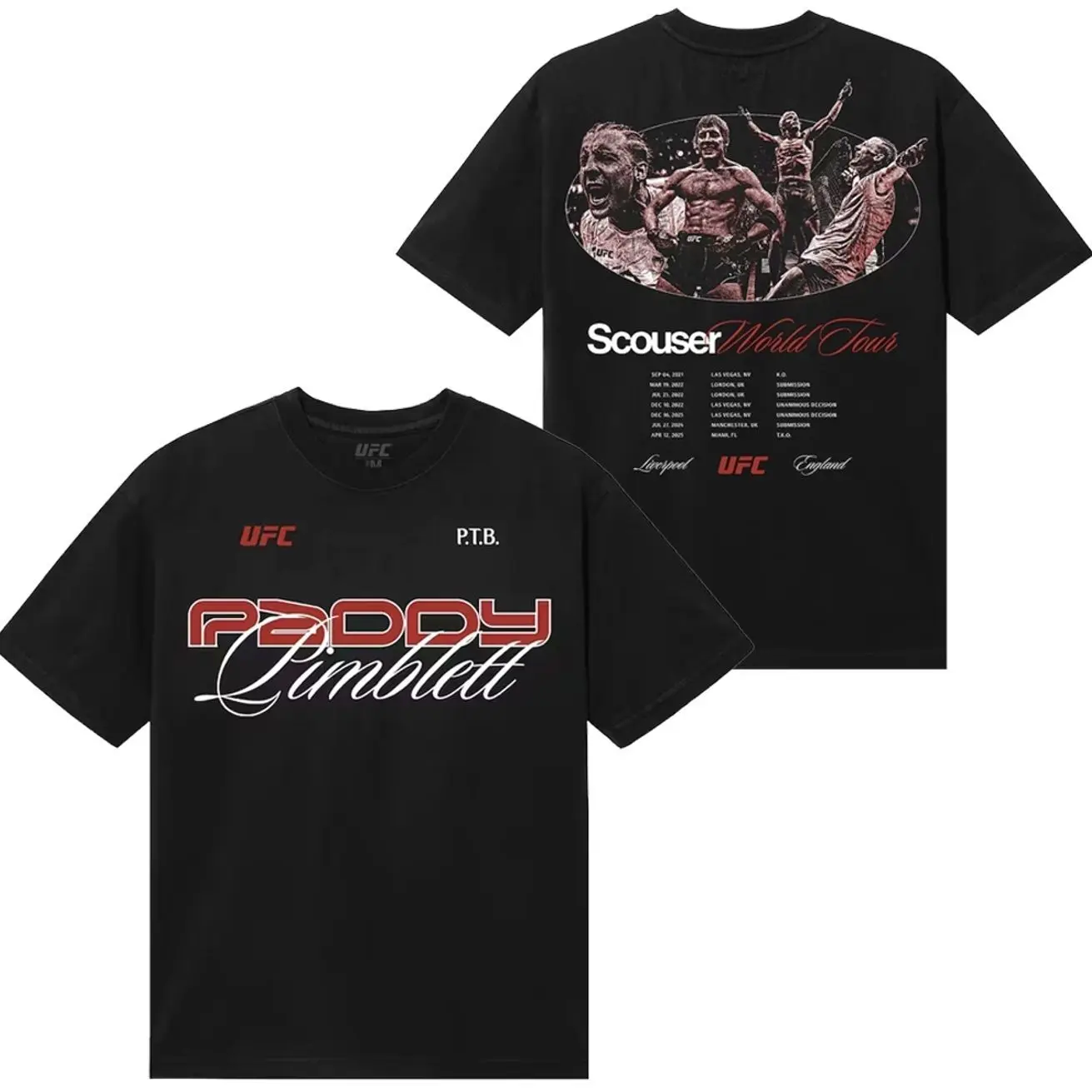 Paddy Pimblett The Baddy T-Shirt, UFC Black Paddy Pimblett World Tour T-Shirt, UFO Graphic Tee, Unisex Shirt, Gift for Him M20