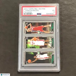 2003 Topps Rookie Matrix Lebron James, Darko Milicic, Chris Kaman PSA VG 3
