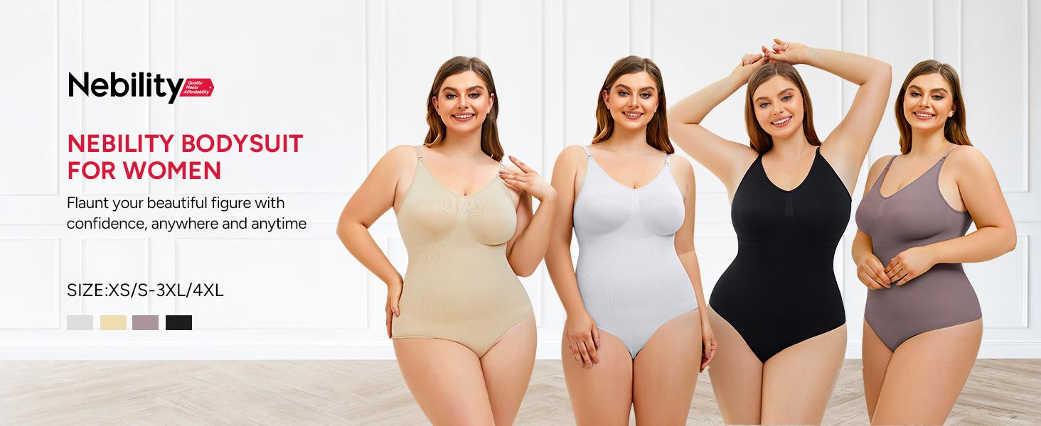 Nebility Women's V-Neck Thong Bodysuit - Sleeveless Faja Shapewear, Tummy Tuck Compression, Basic Minimalist Comfort (Black) Womenswear Vneck Nebility Women's V-Neck Thong Bodysuit - Sleeveless Faja Shapewear, Tummy Tuck Compression, Basic Minimalist Comfort (Black) Womenswear Vneck